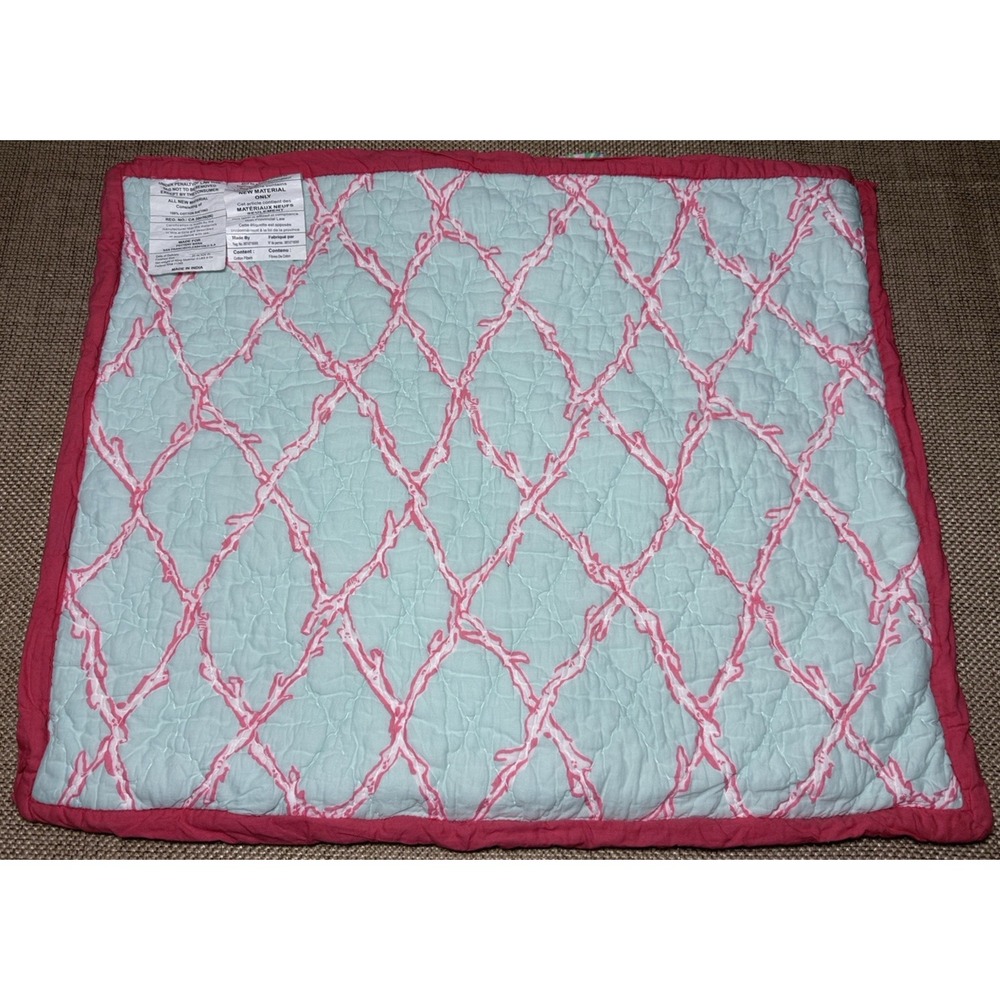 Pottery Barn Lilly Pulitzer Sham Fan Sea Pants Reversible Cotton Quilted Std - Picture 10 of 12